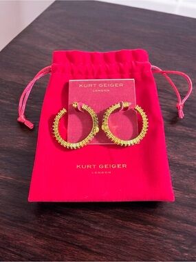 Kurt Geiger Gold Crystal Eagle Hoop Earrings